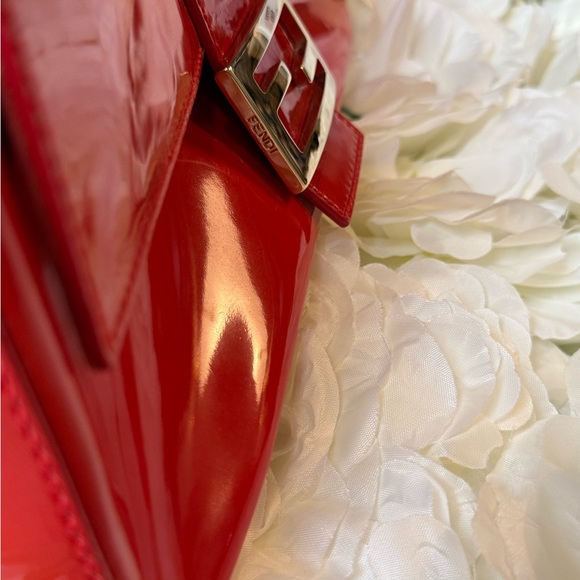 Fendi Mamma Baguette Red Patent Leather Handbag Authentic - Picture 6 of 17